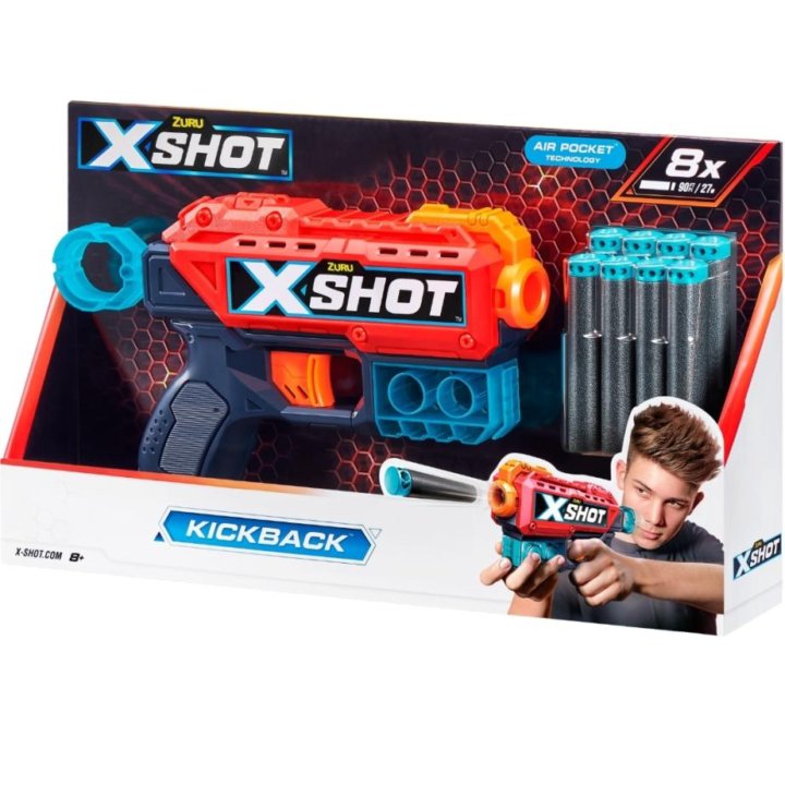 Бластер X-shot с мягкими пулями 8 шт. Новый