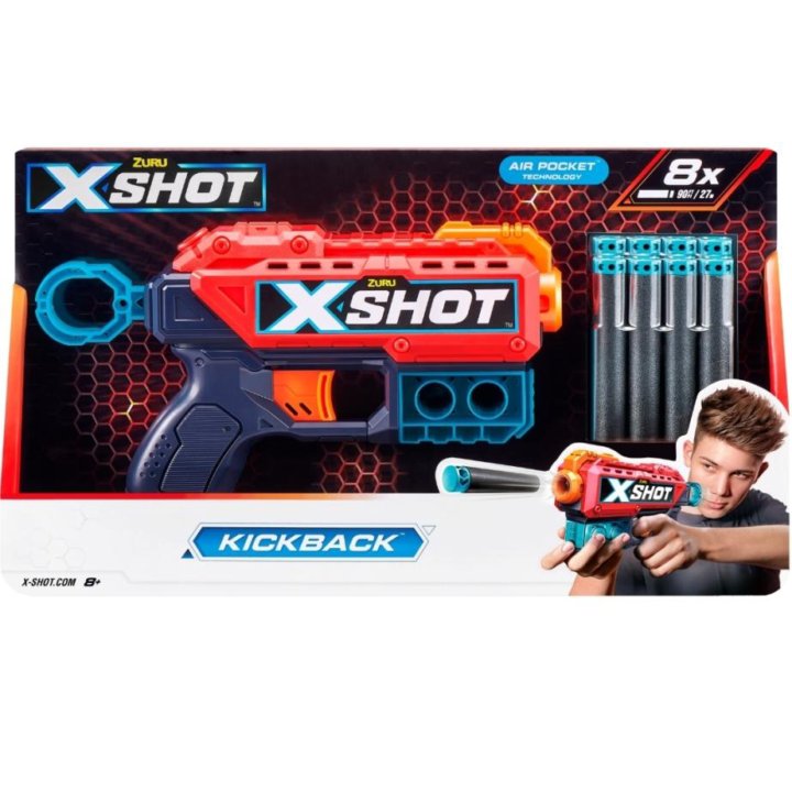 Бластер X-shot с мягкими пулями 8 шт. Новый