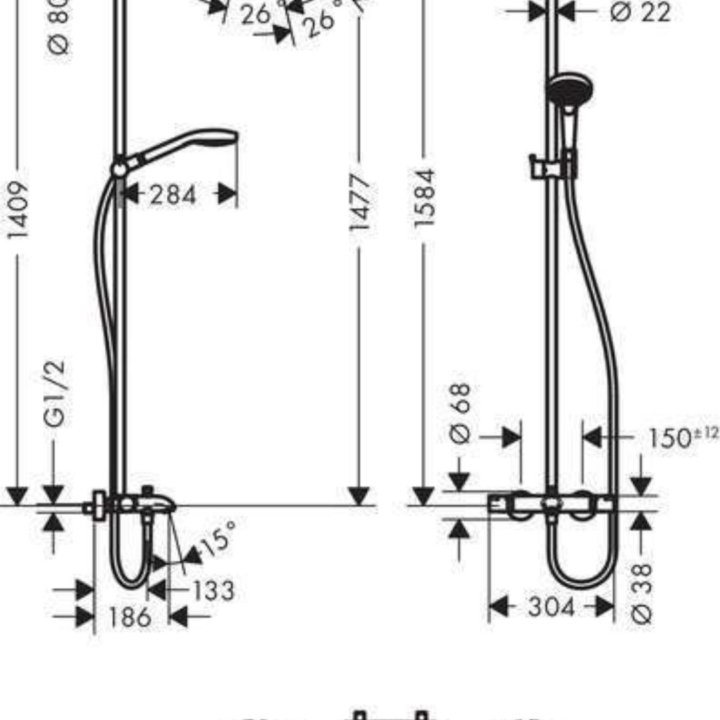 Hansgrohe Душевая стойка с термостатом 26792000