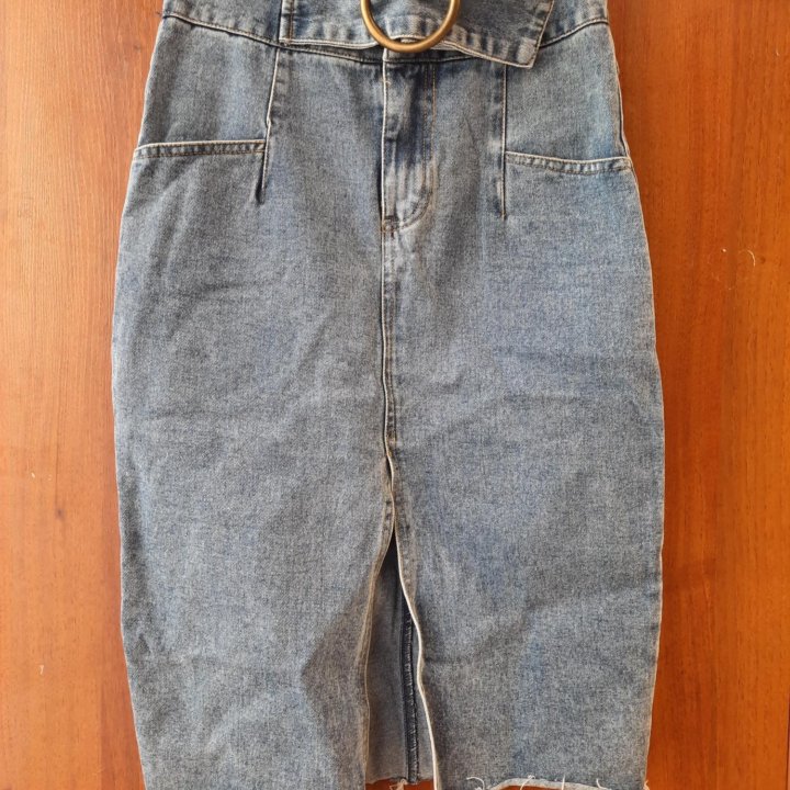 Юбка джинсовая миди синяя женска 40-42