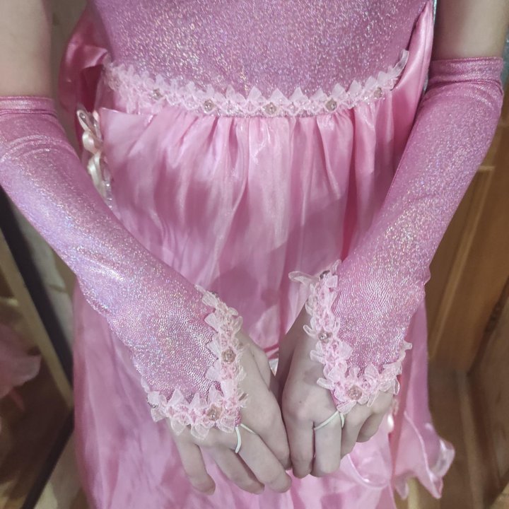 Платье розовое на выпускной 128-134