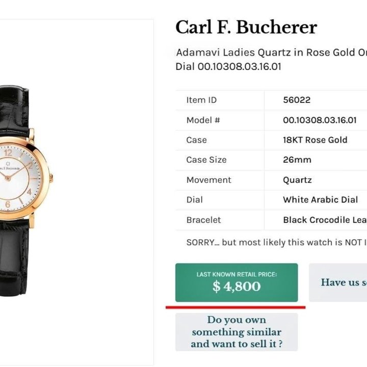 Женские часы Carl F Bucherer Rose Gold