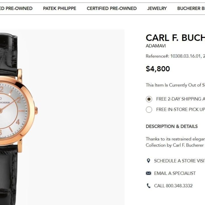 Женские часы Carl F Bucherer Rose Gold