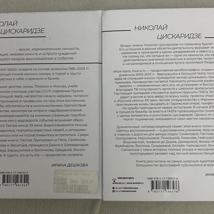 Книга Николая Цискаридзе ,,Мой театр”1,2 части