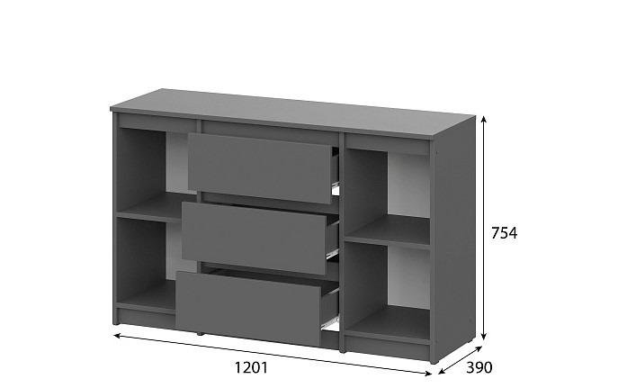 Комод 3 ящика 2 створки Денвер графит