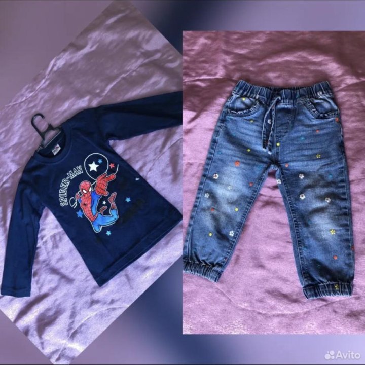 Детская кофточка и джинсы