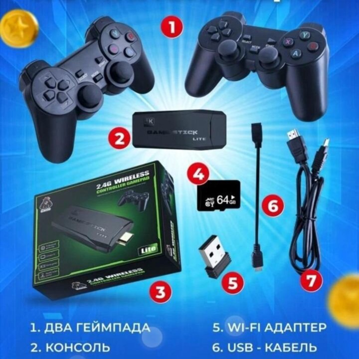 Приставка игровая Stick lite HDMI 64GB (10000 игр)