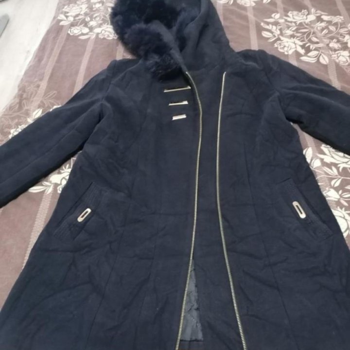 Пальто синее с капюшоном FCS (Б/У)