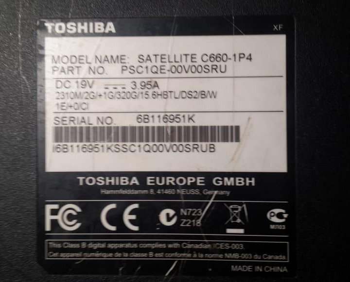 TOSHIBA SATELLITE C660-1P4 Доставка for free