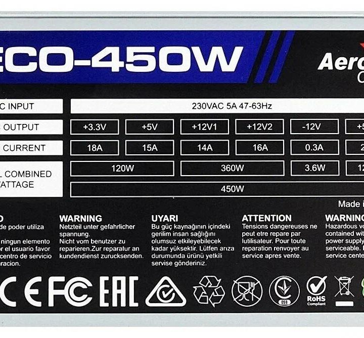 Блок питания AeroCool Eco 450W