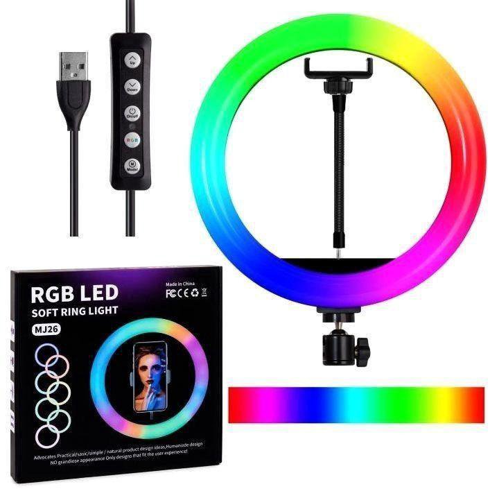 Кольцевая лампа цветная RGB 33 см