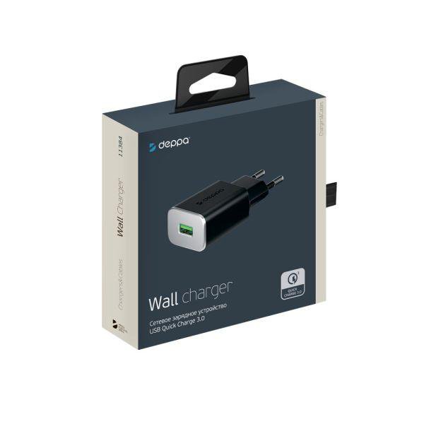 СЗУ Deppa Wall Charger USB Quick Charge 3.0 Black (арт.11384)