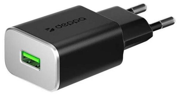 СЗУ Deppa Wall Charger USB Quick Charge 3.0 Black (арт.11384)