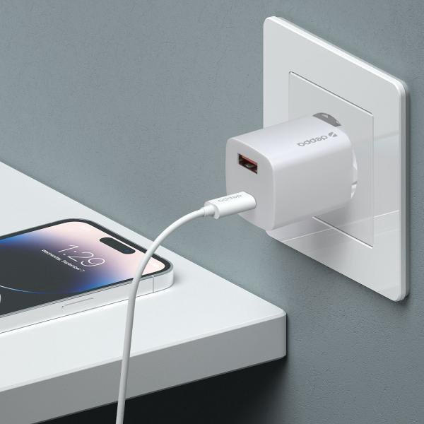 СЗУ Deppa USB-C + USB-A, PD 3.0, QC 3.0, GaN, 20Вт. White (арт. 11410)