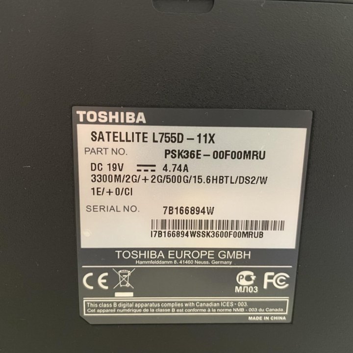 Toshiba satellite l755d-11x