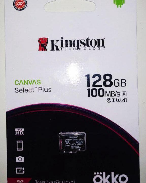 Новая Micro SD 128gb Kingston Canvas Select Plus