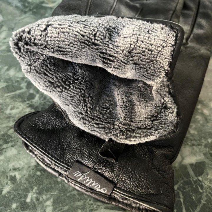 Кожаные мужские перчатки с мехом