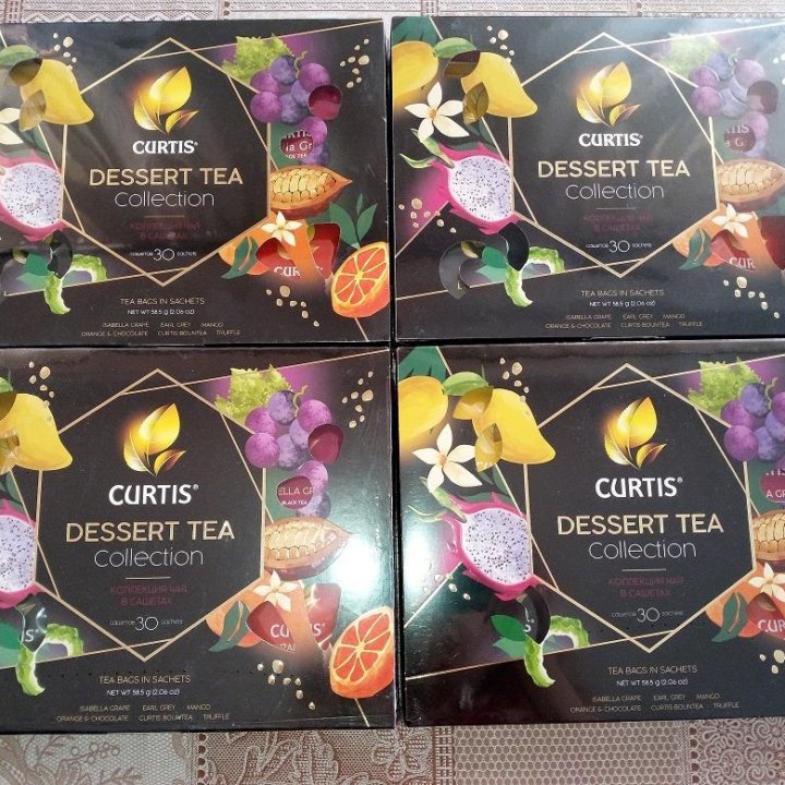 Чай CURTIS, Коллекция Dessert Tea,30 сашетов-4 уп.