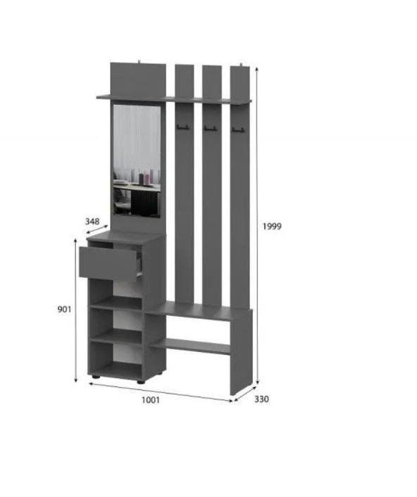 Прихожая с зеркалом; графит; 1001*1999*348 мм