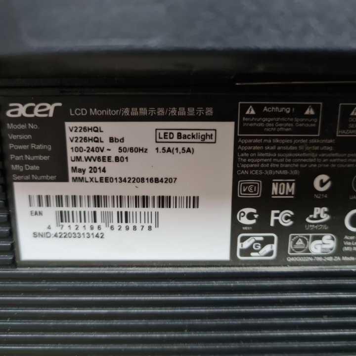 Монитор Acer V226HQL