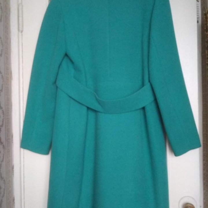 Пальто женское демисезонное, бирюзовое, 48 р-р