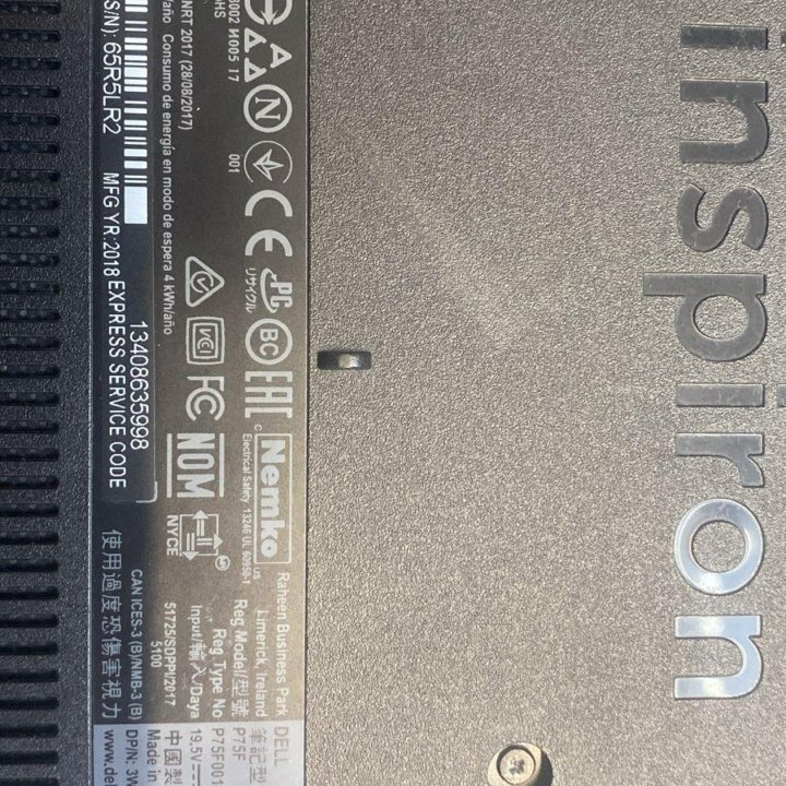 DELL P75F , игровой ноутбук CORE I5 8250 + RADEON