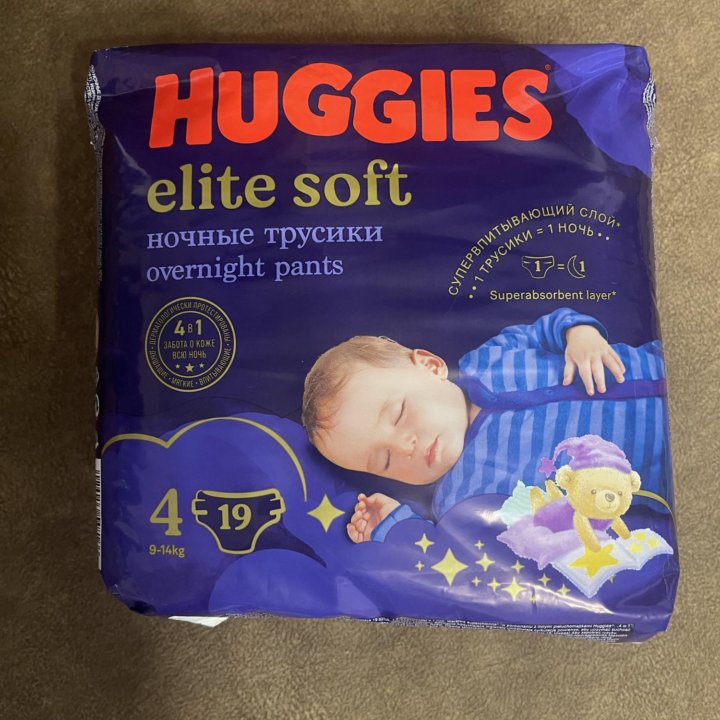 Ночные трусики Huggies Elite Soft 4 19 штук