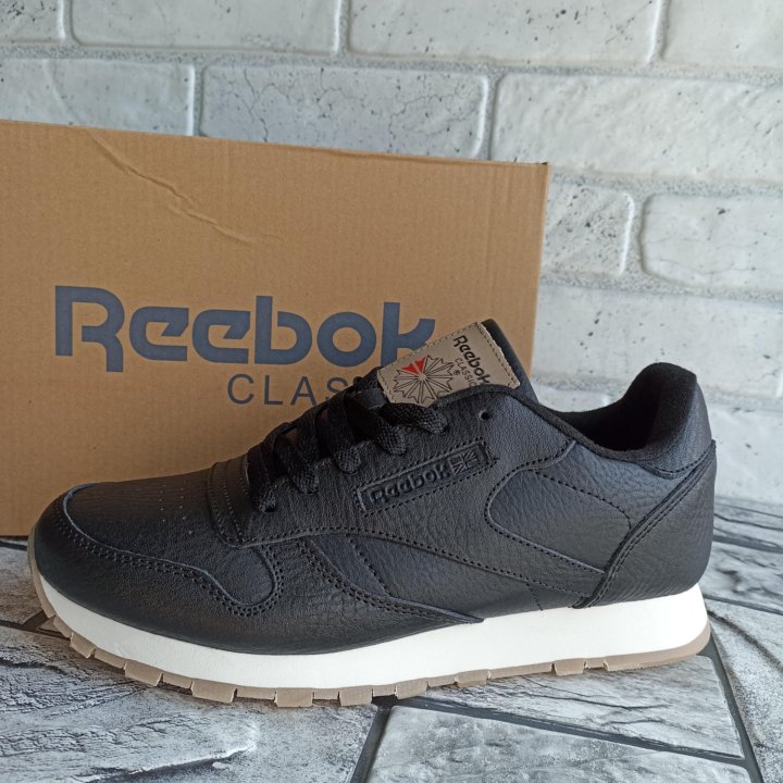 Кроссовки кожаные reebok classic ч/б 1