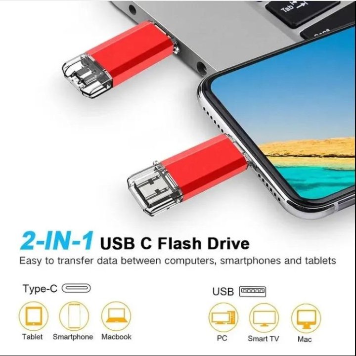 Флэшки USB2.0. KRY на 64Гб с переходником Tip C