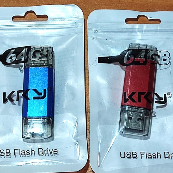 Флэшки USB2.0. KRY на 64Гб с переходником Tip C