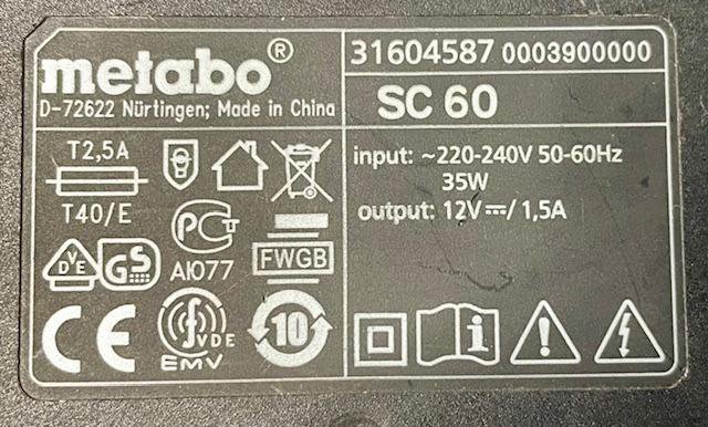 Зарядное устройство Metabo SC60