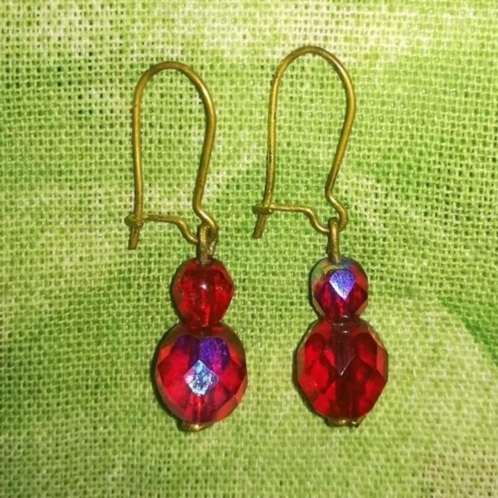 Серьги-бусинки алые