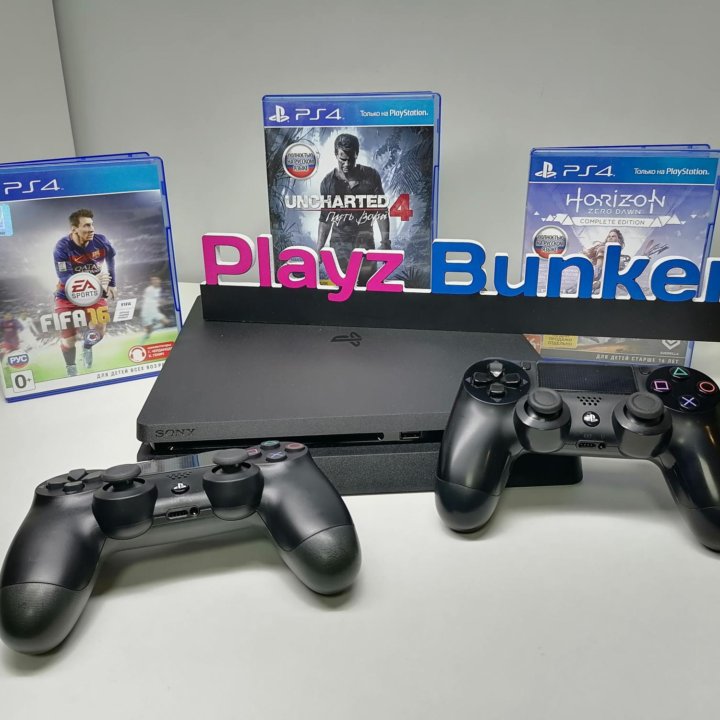 PS4 Slim +2джоя, игры