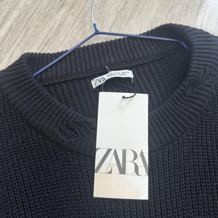 Новый свитер Zara рваный эффект хлопковый