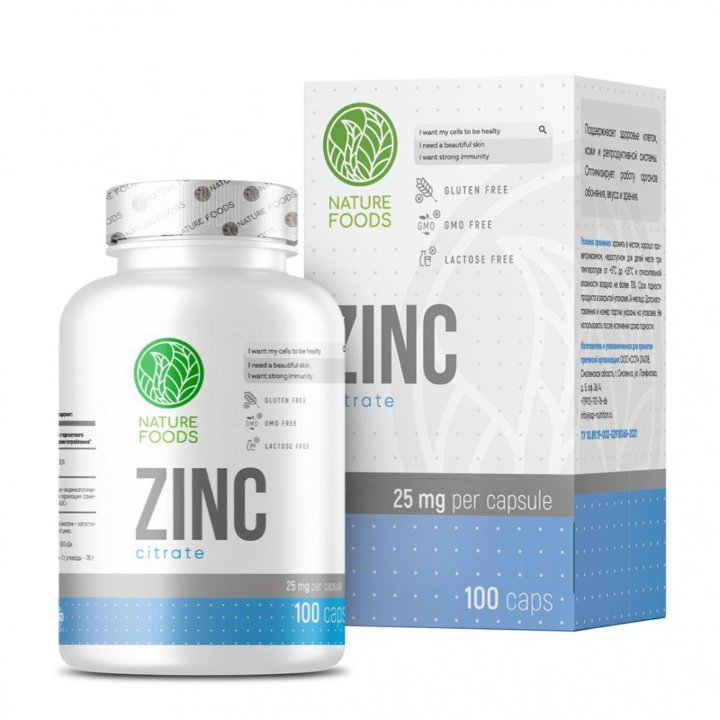 Витамины Nature Foods Zinc Citrate 25 мг 100 капсул