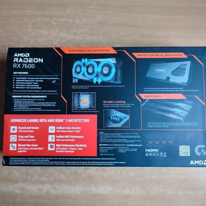 Видеокарта Gigabyte RX 7600 gaming 3х 8Gb, новая