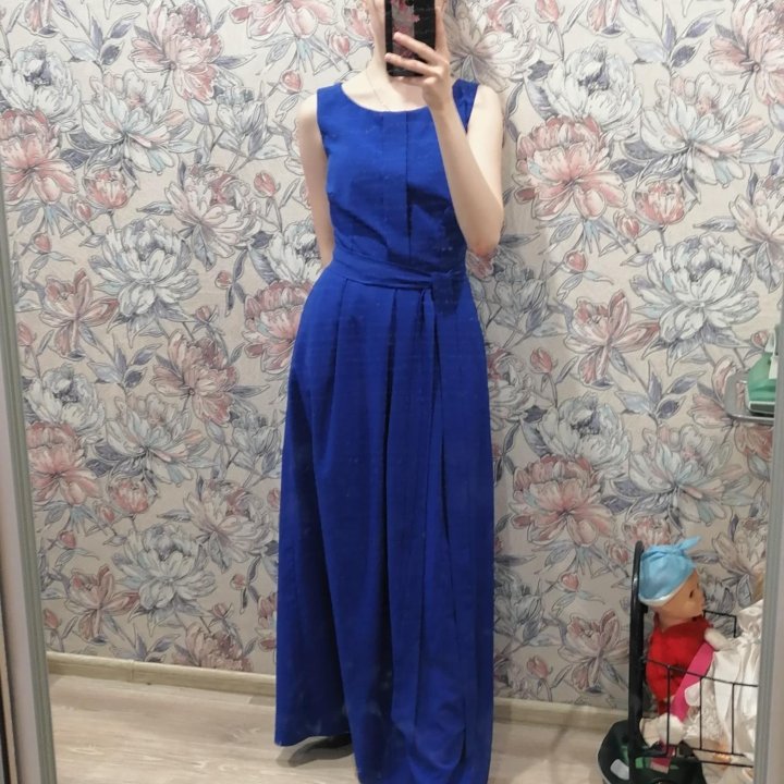 длинное платье женское синее 40-42 размера