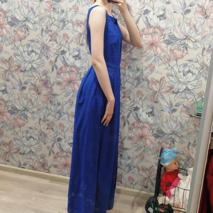 длинное платье женское синее 40-42 размера