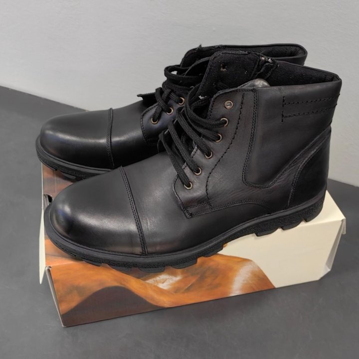 Мужские ботинки чёрные кожаные