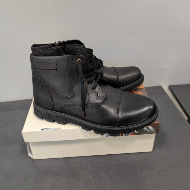 Мужские ботинки чёрные кожаные