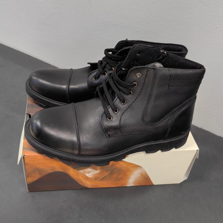 Мужские ботинки чёрные кожаные