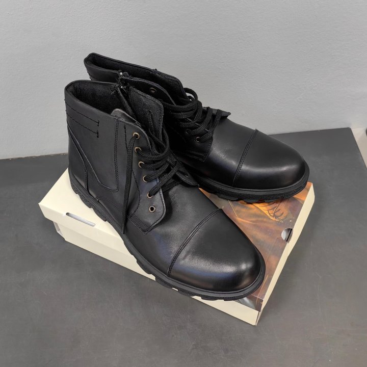 Мужские ботинки чёрные кожаные