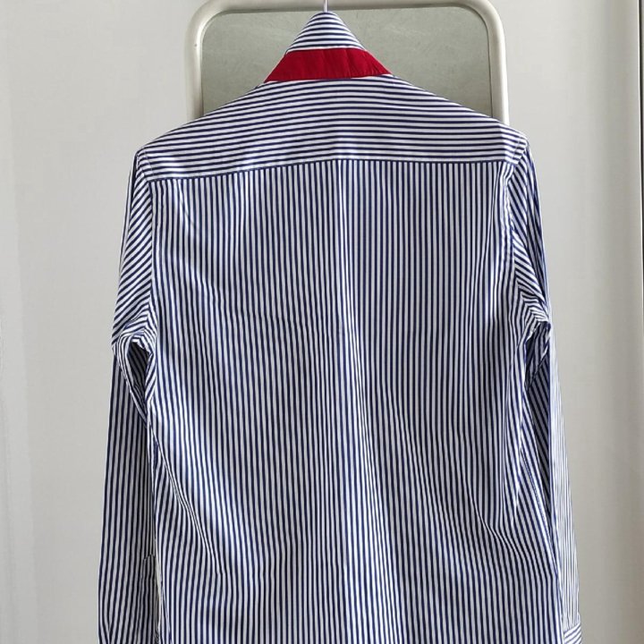 Рубашка мужская slim в сине-белую полоску