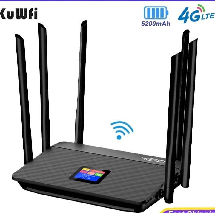 Модем KuWfi SIM 4G, LTE, WI-FI, акк.5200mAh +100Gb