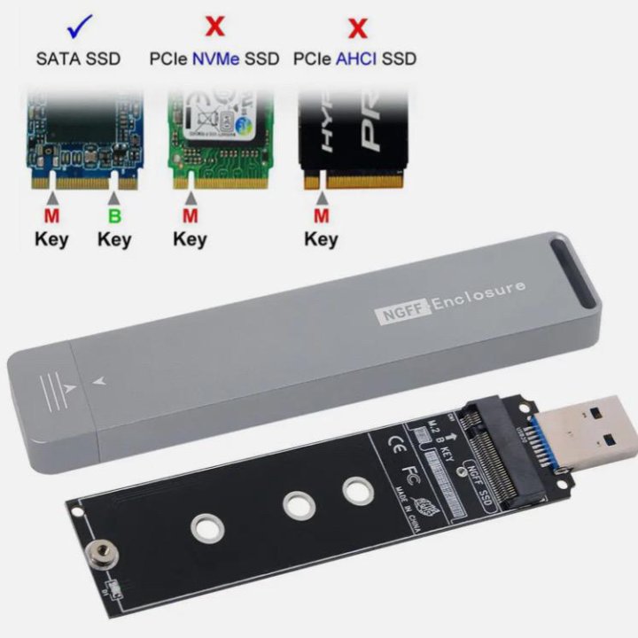 Конвертер-адаптер NVME M-Key M.2 NGFF SATA SSD USB