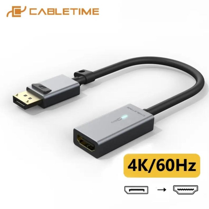 Переходник с DisplayPort на HDMI Cabletime 4K/60Hz