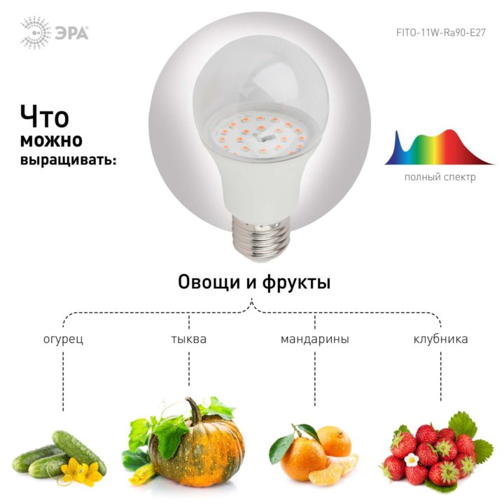 Лампа полного спектра для растений ЭРА