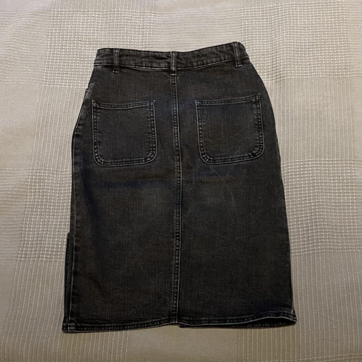 Черная джинсовая миди юбка ASOS