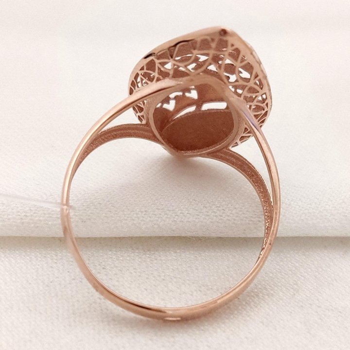 Золотое кольцо объемное маркиз листья