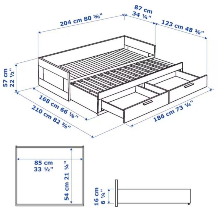 Кровать с 2 ящиками Икеа